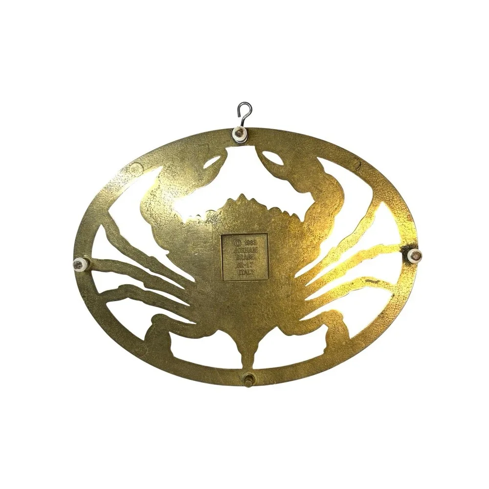 Sea Crab Brass Trivet 1983 Gorham BR 17 Made in Italy Beach Theme Nautical Decor